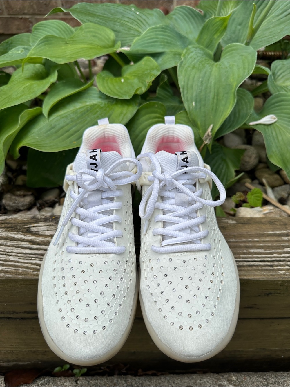 Nike White Sneakers with Pink Insoles and Crystal Accents